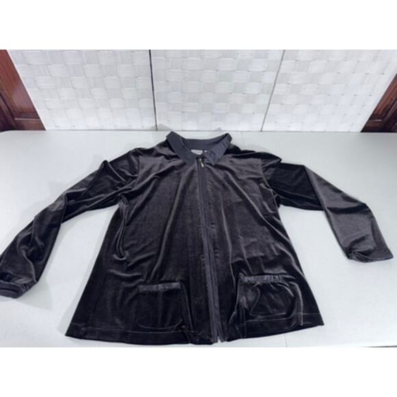 "Chicos" Vintage, Zip Up, Velvet Cardigan, SZ 3 (XL 16), Y2K, 90's, Work, Goth - Picture 5 of 10